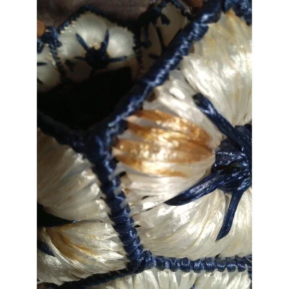 Vintage Straw Woven Blue Star Handbag - Picture 7 of 12